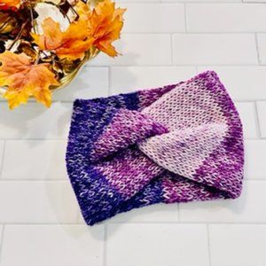 SOLD Purple 2 tone Knit twisted Headband - Womens Ear warmer